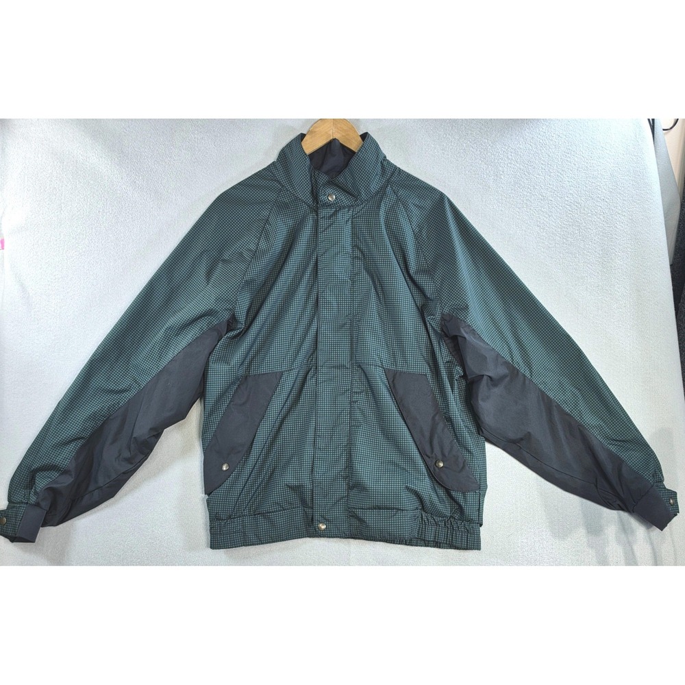 Vintage FootJoy DryJoys Green Houndstooth Golf Jacket Men M Y2K Golfcore Wind